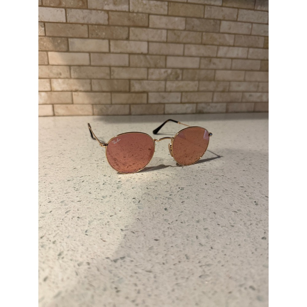 Ray-Ban Sunglasses RB3447 Round Metal 001/Z2 Matte Gold Frames Pink Glass Lenses